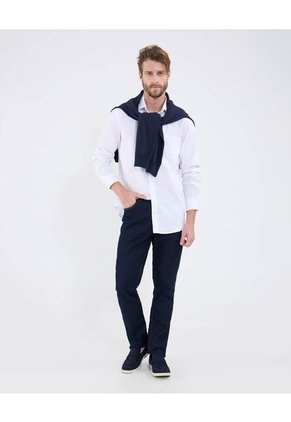 Camisa Para Hombre Manga Larga Con Bolsillo Cuello Italiano Color Blanco Marca Patprimo #44013145