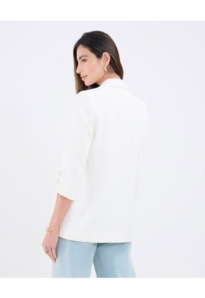 Blazer Unicolor Con Solapa  Para Mujer Blanco Patprimo