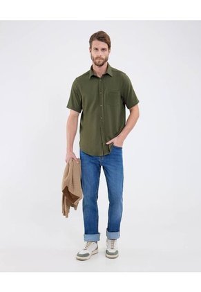 Camisa Para Hombre Manga Corta Con Bolsillo Cuello Casual C Color Verde Marca Patprimo #44013162