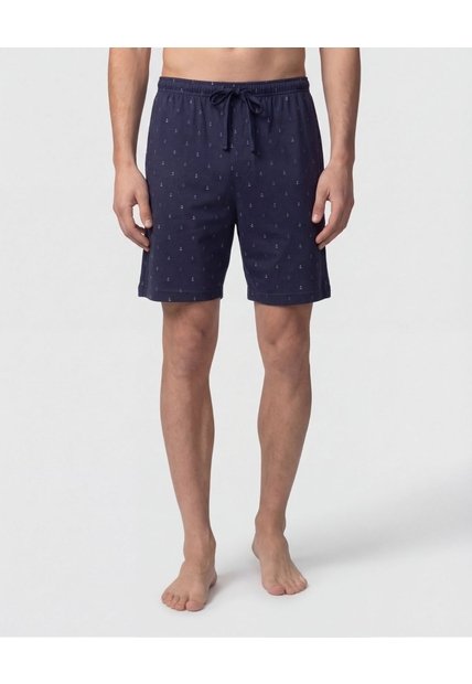 Pijama Corta Abotonada Estampada   Para Hombre Azul Patprimo