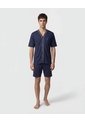 Pijama Corta Abotonada Estampada   Para Hombre Azul Patprimo de Patprimo