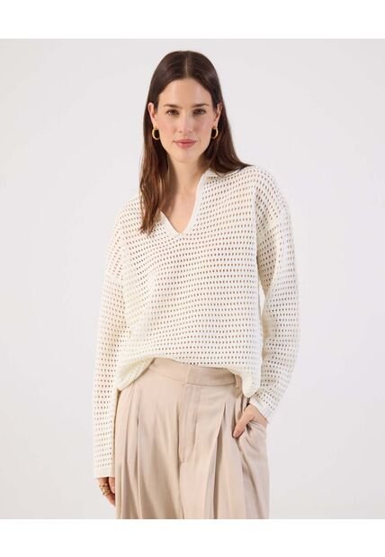 Saco  Para Mujer Cuello V Color Crema Marca Patprimo #30330671