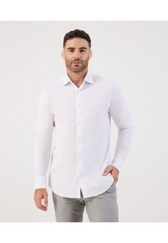 Camisa Formal De Manga Larga   Para Hombre Blanco Patprimo Patprimo