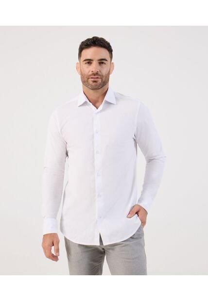 Camisa Formal De Manga Larga   Para Hombre Blanco Patprimo