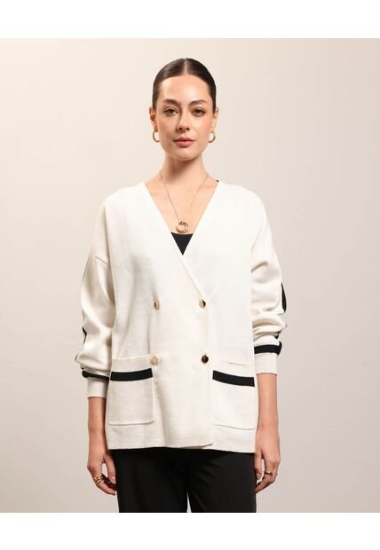 Cardigan De Punto Doble Botonadura   Para Mujer Crudo Patprimo