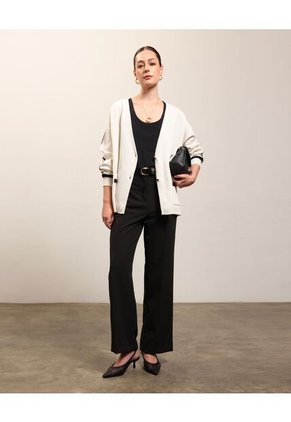 Cardigan De Punto Doble Botonadura   Para Mujer Crudo Patprimo