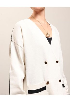 Cardigan De Punto Doble Botonadura   Para Mujer Crudo Patprimo