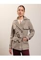 Chaqueta Trench Unicolor Con Cinturon   Para Mujer Gris Patprimo de Patprimo