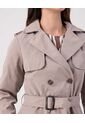 Chaqueta Trench Unicolor Con Cinturon   Para Mujer Gris Patprimo de Patprimo