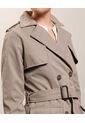 Chaqueta Trench Unicolor Con Cinturon   Para Mujer Gris Patprimo de Patprimo