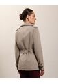Chaqueta Trench Unicolor Con Cinturon   Para Mujer Gris Patprimo de Patprimo