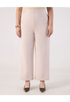Pantalón Fluido Tiro Alto  Para Mujer Crema Patprimo