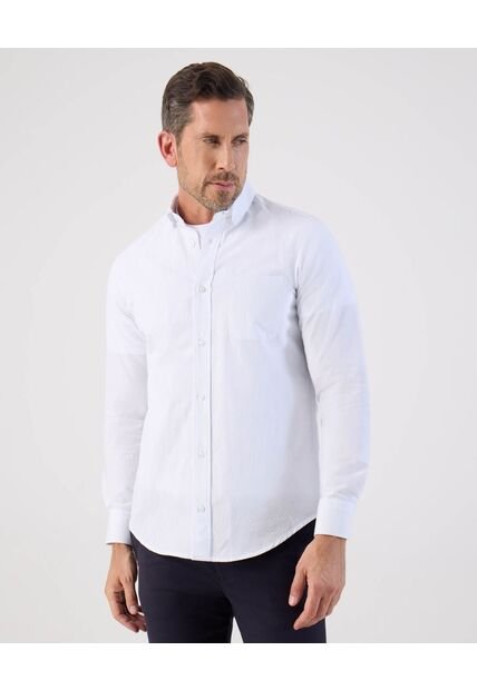 Camisa  Para Hombre Manga Larga Con Bolsillo Cuello Button D Color Blanco Marca Patprimo #44017279