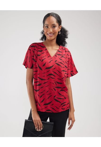 Blusa Para Mujer Manga Corta Color Rojo  Marca Patprimo #30123336