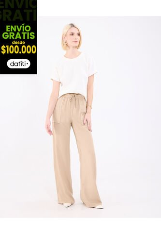 Jean Para Mujer Wide-Leg Color Beige Marca Patprimo #30160471 Patprimo