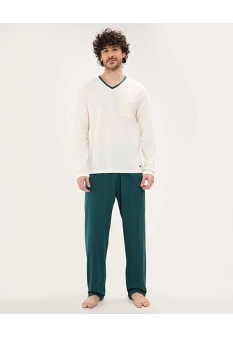 Pijama  Para Hombre M/L P/L Color Verde Marca Patprimo #44040212 Patprimo