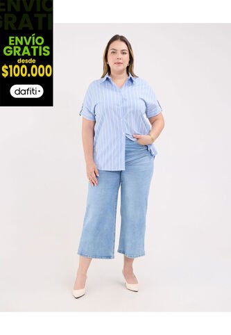 Jean Para Mujer Culotte Color Azul Marca Patprimo #14160255 Patprimo