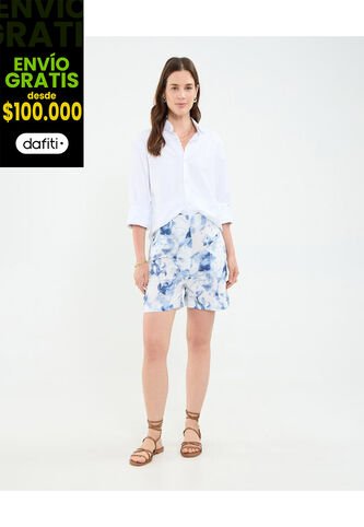 Bermuda Para Mujer Regular Corto Color Azul Marca Patprimo #30100380 Patprimo