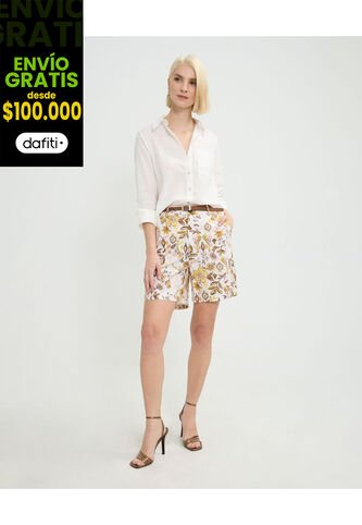 Bermuda Para Mujer Regular Corto Color Beige Marca Patprimo #30100378 Patprimo