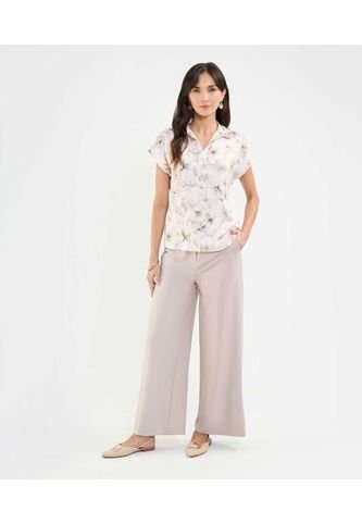 Blusa Satinada Estampada  Para Mujer Crudo Patprimo Patprimo