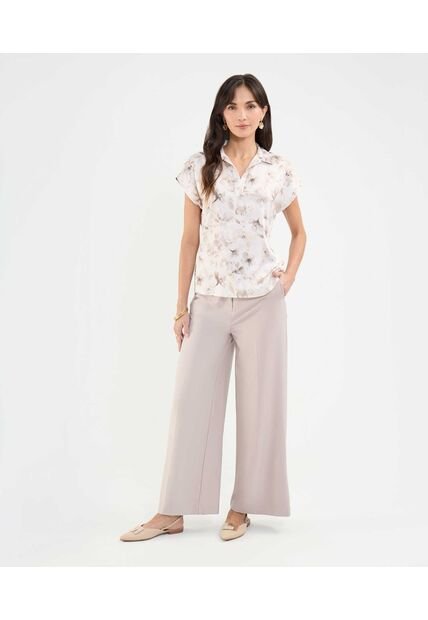 Blusa Satinada Estampada  Para Mujer Crudo Patprimo