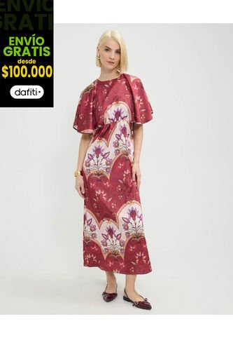 Vestido Para Mujer M/C Medio Color Vino Marca Patprimo #30171041 Patprimo