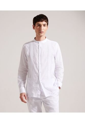 Camisa Guayabera Manga Larga Sin Bolsillo Hombre Patprimo Blanco 44030369-10215 Patprimo