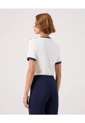 Camiseta Para Mujer Manga Corta Cuello Redondo Color Blanco Marca Patprimo #30093780