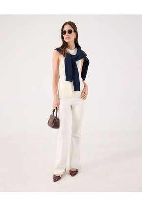 Camiseta Para Mujer Manga Sisa Cuello Redondo Color Crema Marca Patprimo #30093768