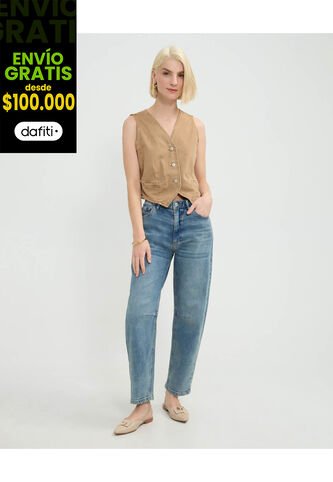 Jean Para Mujer Straight Color Azul Marca Patprimo #30160453 Patprimo