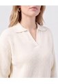 Saco Tejido Cuello Polo Con Escote En V  Para Mujer Blanco Patprimo de Patprimo