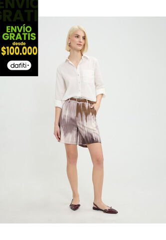 Bermuda Para Mujer Regular Corto Color Café Marca Patprimo #30100378 Patprimo