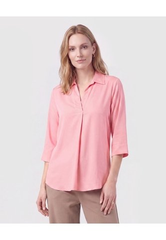 Blusa Camisera De Manga 3/4 Y Pliegue Mujer  Para Mujer Rosa Patprimo Patprimo