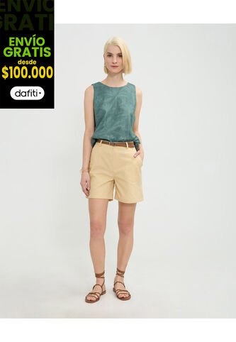 Bermuda Para Mujer Regular Corto Color Beige Marca Patprimo #30100377 Patprimo