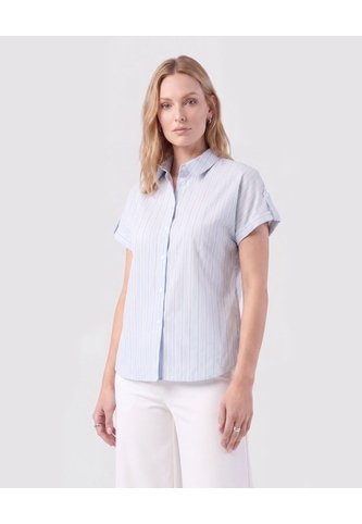 Camisa De Mujer Con Manga Al Codo Doblez  Para Mujer Azul Patprimo Patprimo