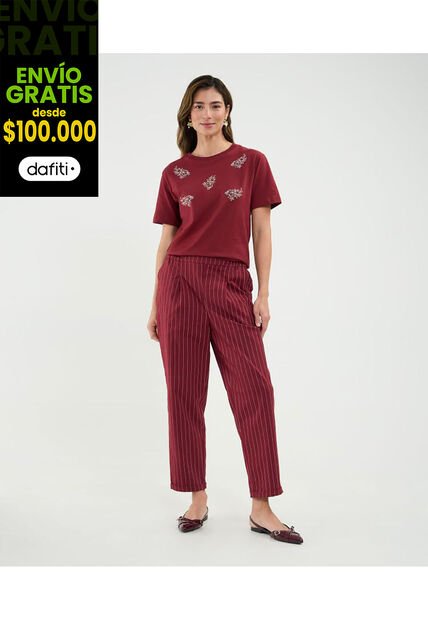 Pantalón Para Mujer Moda Color Vino Marca Patprimo #30072004