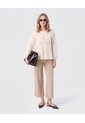 Blusa Unicolor Con Pechera Calada Mujer  Para Mujer Crema Patprimo de Patprimo