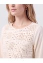 Blusa Unicolor Con Pechera Calada Mujer  Para Mujer Crema Patprimo de Patprimo