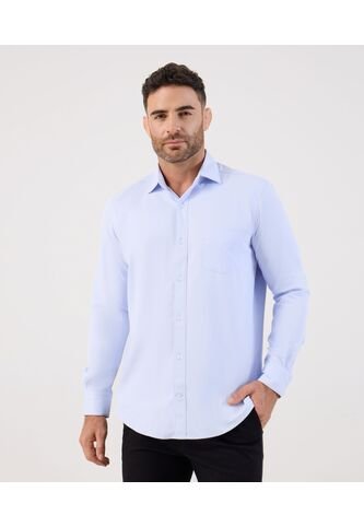 Camisa Formal De Manga Larga Con Bolsillo   Para Hombre Azul Patprimo Patprimo