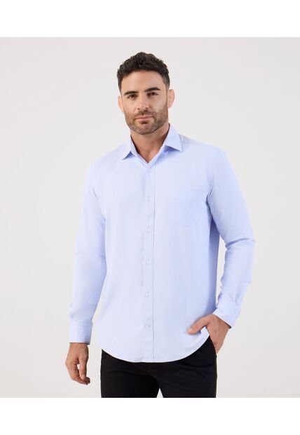 Camisa Formal De Manga Larga Con Bolsillo   Para Hombre Azul Patprimo