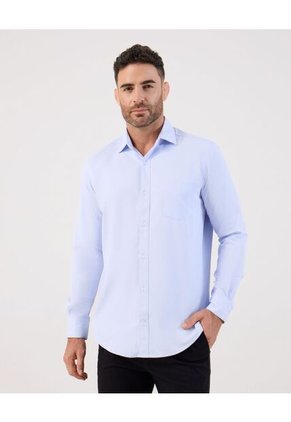 Camisa Formal De Manga Larga Con Bolsillo Para Hombre Azul Patprimo