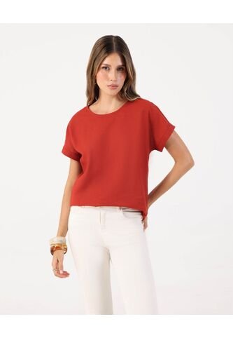 Blusa De Corte Recto Con Manga Rodada  Para Mujer Naranja Patprimo Patprimo