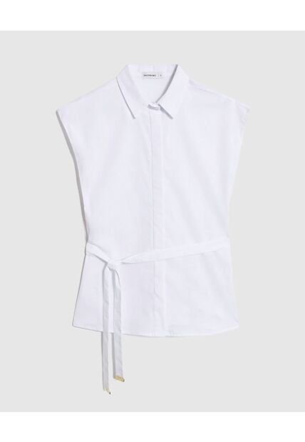 Camisa Minimalista Con Lazo   Para Mujer Blanco Patprimo