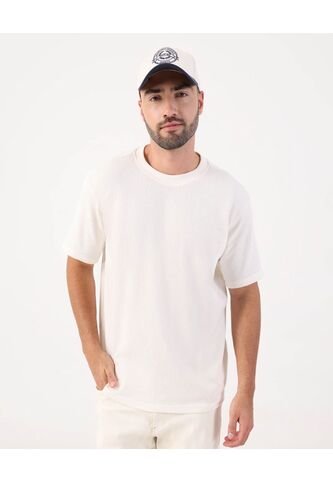 Camiseta Texturizada De Cuello Redondo   Para Hombre Crema Patprimo Patprimo