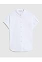 Camisa Unicolor De Manga Corta   Para Mujer Blanco Patprimo de Patprimo