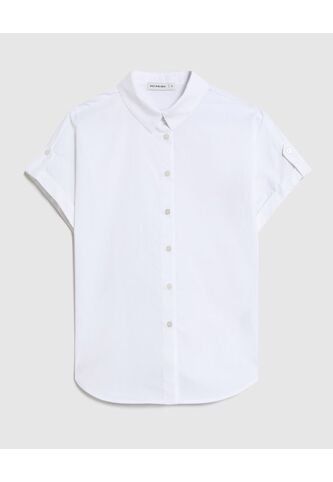 Camisa Unicolor De Manga Corta   Para Mujer Blanco Patprimo Patprimo