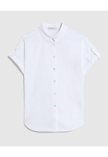 Camisa Unicolor De Manga Corta   Para Mujer Blanco Patprimo