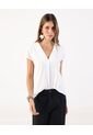 Camiseta Texturizada Con Cuello En V   Para Mujer Blanco Patprimo de Patprimo