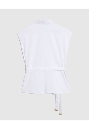 Camisa Minimalista Con Lazo   Para Mujer Blanco Patprimo