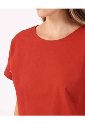 Blusa De Corte Recto Con Manga Rodada  Para Mujer Naranja Patprimo